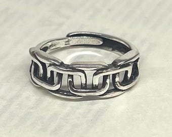 Anillo ajustable de plata con diseño, resistente al deslustre, con estilo, para hombre y mujer, de acero inoxidable.