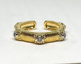 Gold Adjustable Band Ring with Diamantés, Tarnish Free Gold Ring, Adjustable Gold Ring, Statement Ring, Band Ring