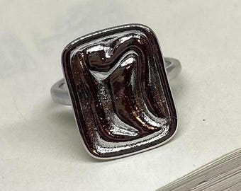 Silver Adjustable Textured Signet Ring, Tarnish Free Ring, Statement Ring, Rings for Men and Women, Stacking Ring, Sterling Silver Ring