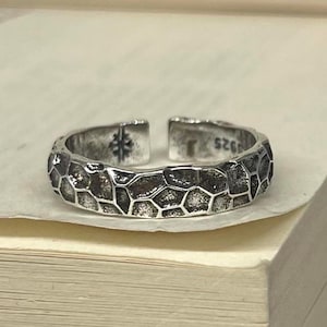 Silver Adjustable Simple Textured Band Ring, Tarnish Free Ring, Statement Ring, Rings for Men and Women, Stainless Steel Ring