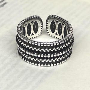 Silver Asjustable Textured Band Ring, Tarnish Free Ring, Statement Ring, Rings for Men and Women, Stainless Steel Ring