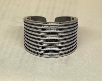 Silver Adjustable Chunky Band Ring, Tarnish Free Ring, Statement Ring, Rings for Men and Women, Stainless Steel Ring