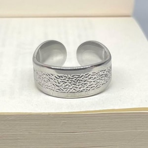 Silver Textured Adjustable Band Ring, Tarnish Free Ring, Statement Ring, Rings for Men and Women, Stainless Steel Ring