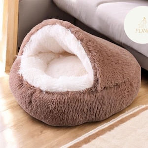 Fluffy Cat Bed, Calming Cat Cave, Pet Furniture, Cat Cushion, Warm Cat Blanket, Pet Gifts, Puppy Bed, Kitten Sleep Cave, Cat Lover