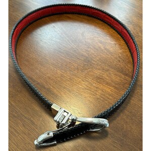 Brighton Crocodile Embossed Black Red Reversible Belt Sz 30 Style 40223 EUC VTG image 4