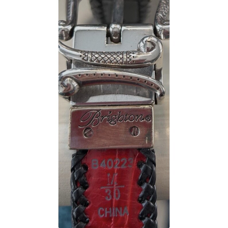 Brighton Crocodile Embossed Black Red Reversible Belt Sz 30 Style 40223 EUC VTG image 6
