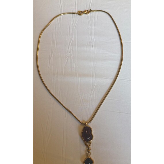 Givenchy Statement Double Drop Pendant Necklace S… - image 2