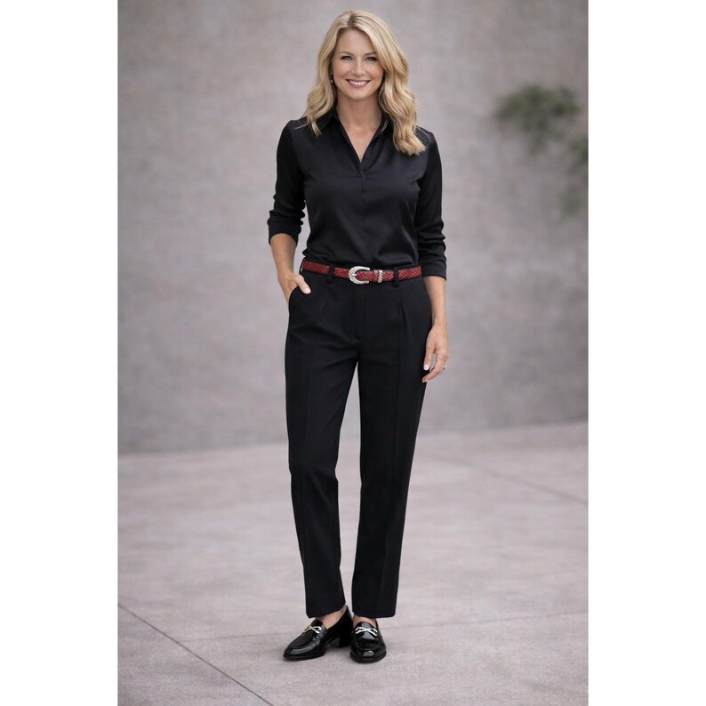 Brighton Crocodile Embossed Black Red Reversible Belt Sz 30 Style 40223 EUC VTG image 2