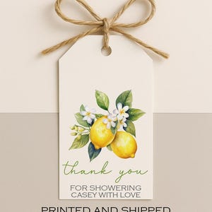 Lemon Bridal Shower Favor Tags: Citrus Thank You, Floral Design