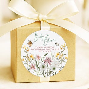 Baby in Bloom Favor Stickers: Wildflower Garden Baby Shower