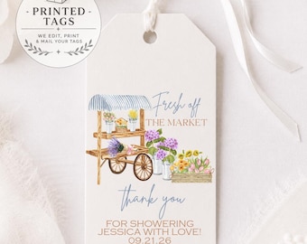Personalized Bridal Shower Favor Tags: Floral Farmers Market Theme