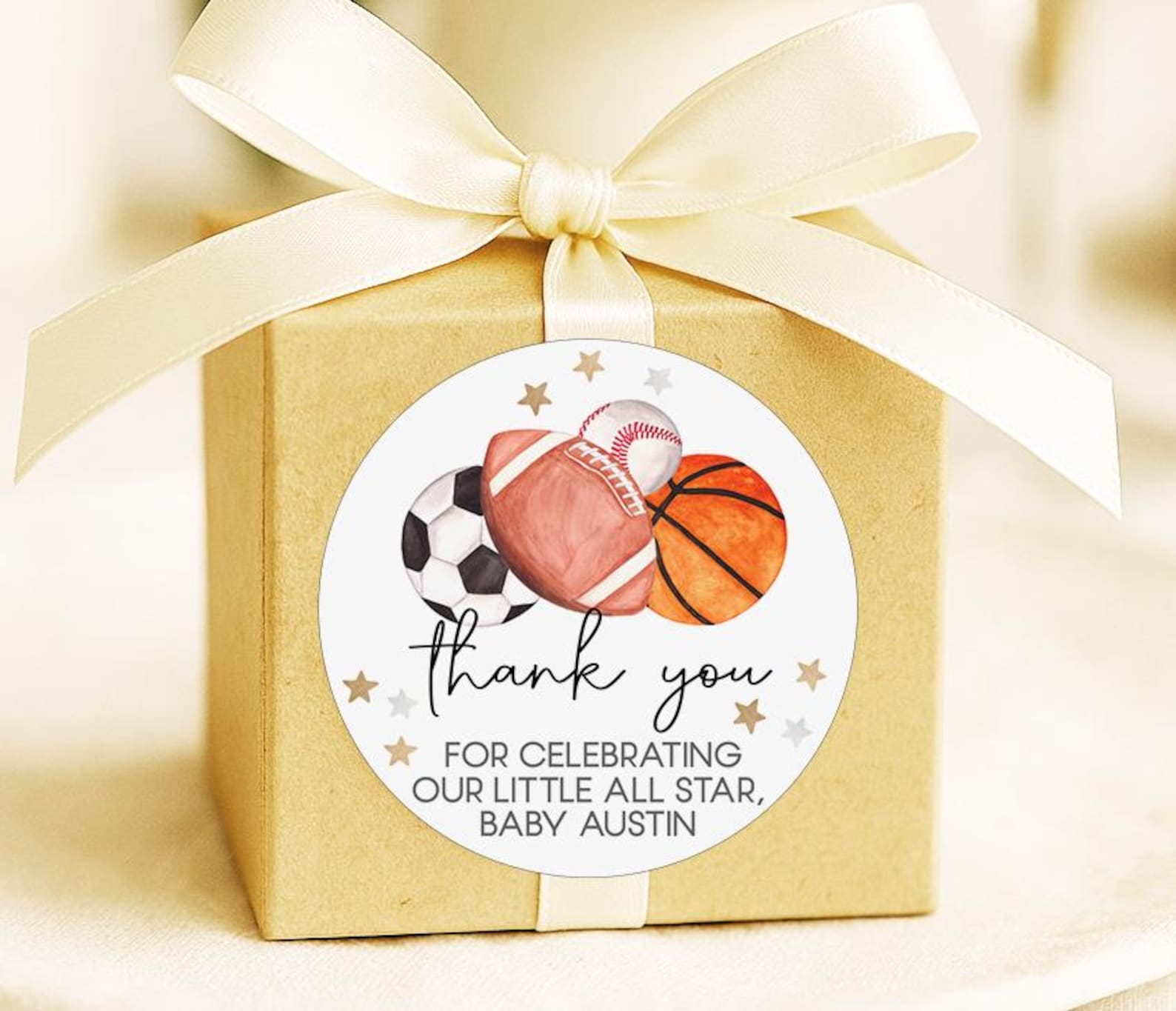 Sports Baby Shower Favors AllStar Stickers Personalized Party Decor