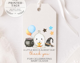 Little Boo Baby Shower Favor Tags: Ghost Theme, Printed & Shipped - Set of 12