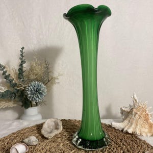 Vintage Murano Glasvase - Smaragdgrün - Großes skulpturales Mid-Century Design - 1970er Jahre Italienisches Kunstglas