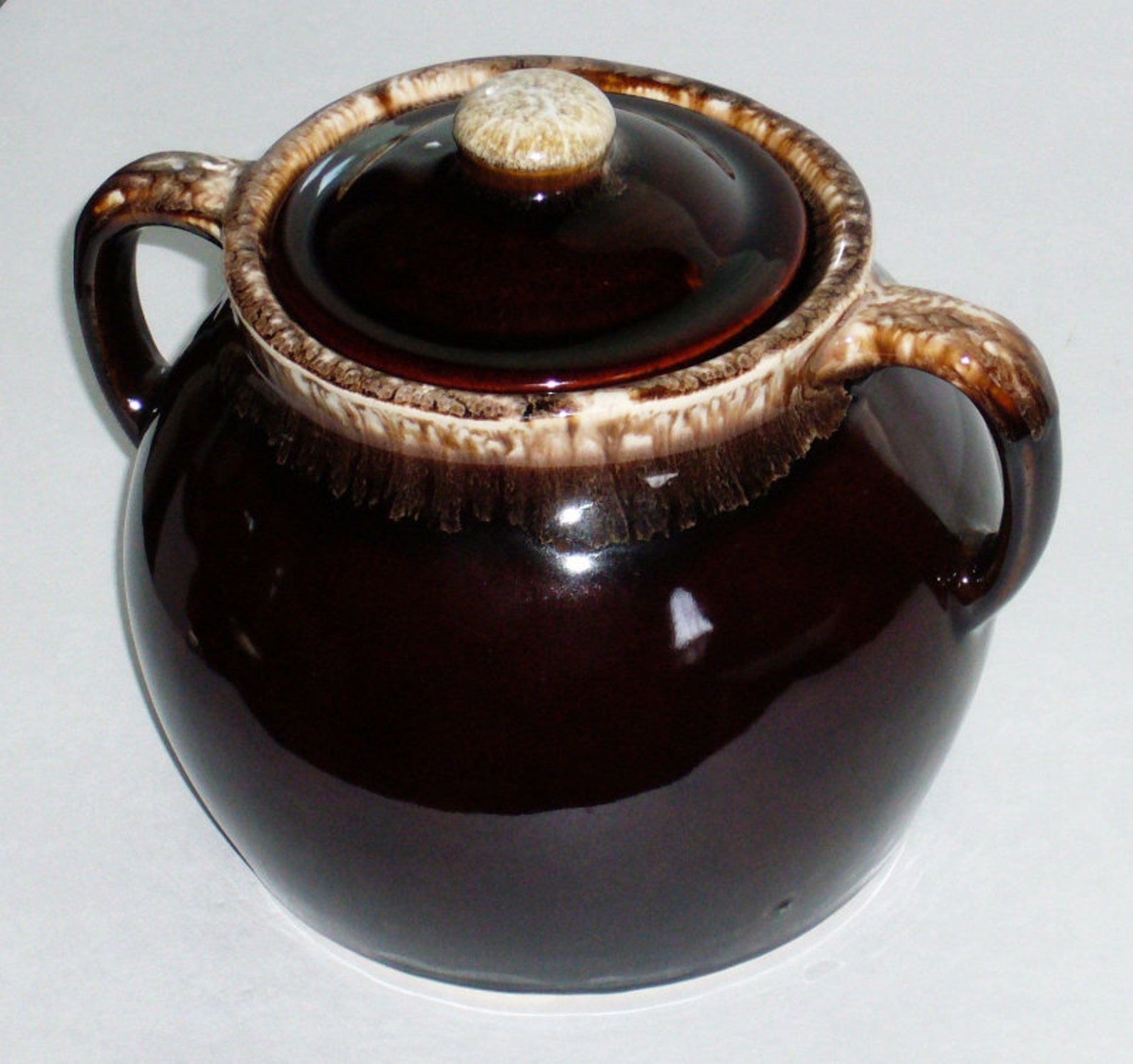 Vintage USA Pottery Bean Pot Classic Brown Hull Pottery Etsy