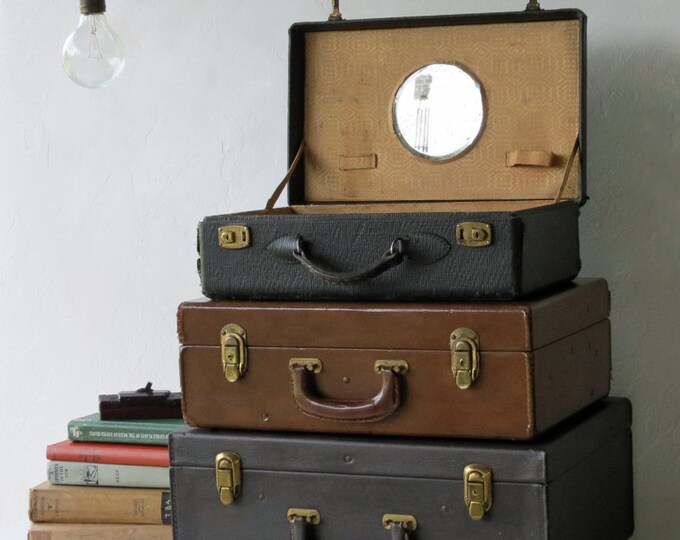 Vintage Train Case Luggage 1930's Black Hard Shell Case Etsy