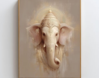 Arte mural de Ganesha para la abundancia, lámina de prosperidad hindú, decoración para eliminar obstáculos, energía espiritual de riqueza, póster de bendiciones para el éxito