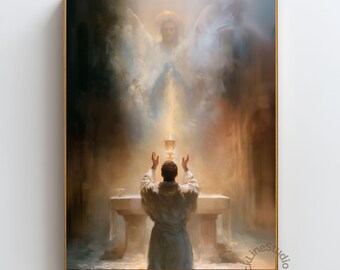 Eucharist Print, Catholic Wall Art, Eucharistic Adoration Artwork, Holy Mass Print, Christian Wall Decor, Sacred Catholic Gift