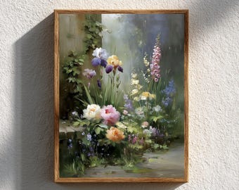 Art mural vintage de style cottage et jardin | impression de peinture florale vintage | Jardin anglais botanique en téléchargement numérique