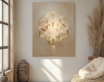 Flower of Life Wall Art, Minimalist Sacred Geometric Wall Decor, Modern Calm Interior Art