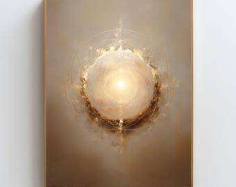 Energy Flow Wall Art, Healing Frequency Print, Spiritual Centre Artwork, Calm Meditation Decor, Neutral Modern Wall Art