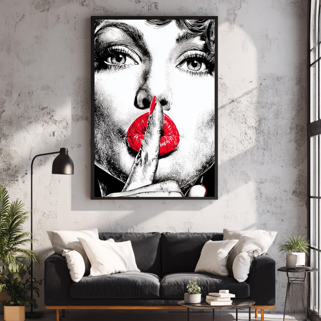 Red Lips Wall Art, Pop Art Woman Print, Fashion Wall Decor, Modern ...