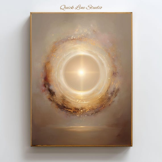 Energy Protection Wall Art, Golden Light Portal Print, Spiritual Shield Decor, Aura Protection Artwork, High Vibration Healing Energy Poster