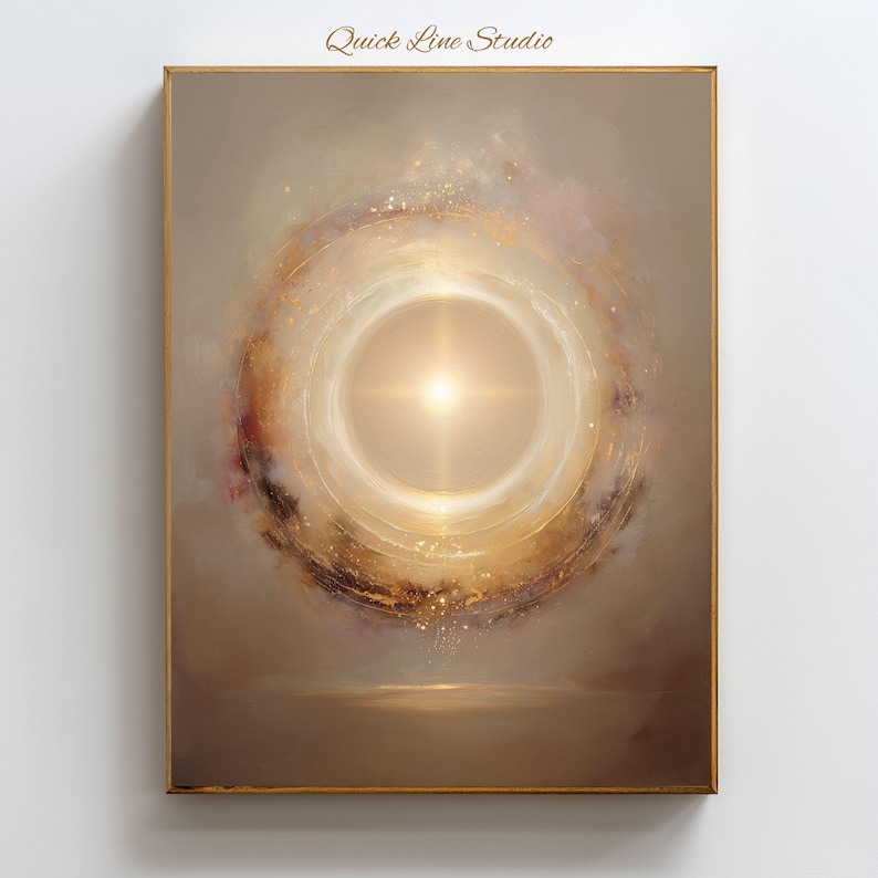Energy Protection Wall Art, Golden Light Portal Print, Spiritual Shield Decor, Aura Protection Artwork, High Vibration Healing Energy Poster image 1