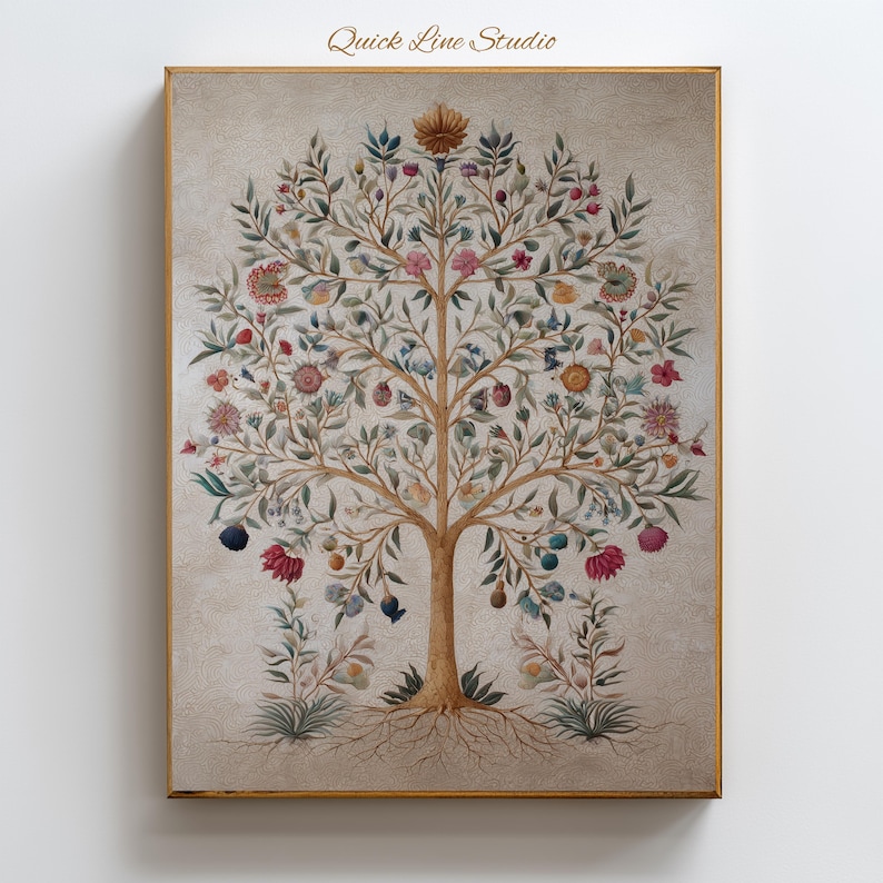 Tree of Life Vintage Wall Art | Boho Botanical Decor | Mystical Sacred ...