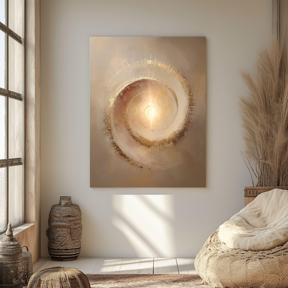 Divine Timing Wall Art – Sacred Geometry Print, Spiritual Energy Painting, Minimal Neutral Decor