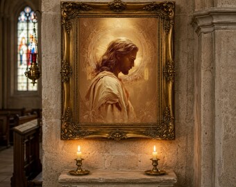 Jesus Sacred Light Wall Art | Spiritual Print | Golden Aura Faith Decor Digital Download
