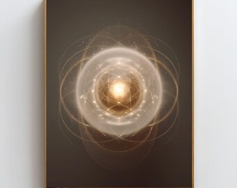 Väggkonst för lugnt sinne, dekor för ångestlindring, tryck med fridfull energi, neutral guldfärgad abstrakt konst, väggdekor för meditation, andligt lugnt konstverk