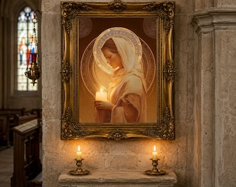 Mary Magdalene Wall Art | Sacred Feminine Spiritual Print | Golden Light Divine Energy Digital Download