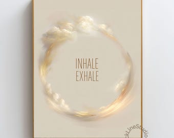 Inhale Exhale Wall Art Print, Mindfulness Poster, Meditation Decor, Neutral Zen Art, Wellness Print, Yoga Studio Decor, Calming Quote Art