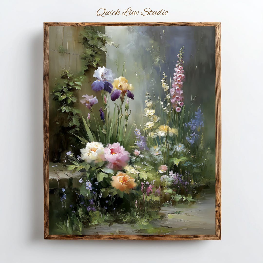 Vintage Cottage Garden Wall Art | Vintage Floral Painting Print ...