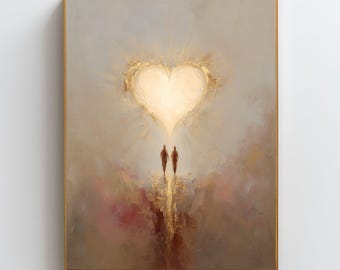 Lámina artística Conexión de Almas, Vínculo Emocional Profundo, Arte Mural de Amor Espiritual, Conexión de Pareja, Energía Cálida del Corazón
