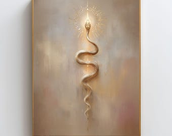 Arte mural Kundalini Rising, lámina de energía de la serpiente sagrada, póster de despertar espiritual, arte de la serpiente Kundalini, decoración para meditación y yoga.