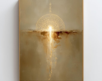 Grounding Energy Wall Art – Golden Light Alignment Print, Sacred Geometry Horizon, Calm Spiritual Decor, Digital Download