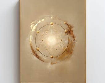 Arte mural del Cubo de Metatrón: Campo de Luz de Metatrón, impresión de geometría sagrada, decoración de energía espiritual y meditación