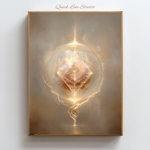 Sacred Geometry Energy Field Wall Art, Protection Symbol Print, Activation Light Code Art, Spiritual Shield Decor, Golden Geometry Poster