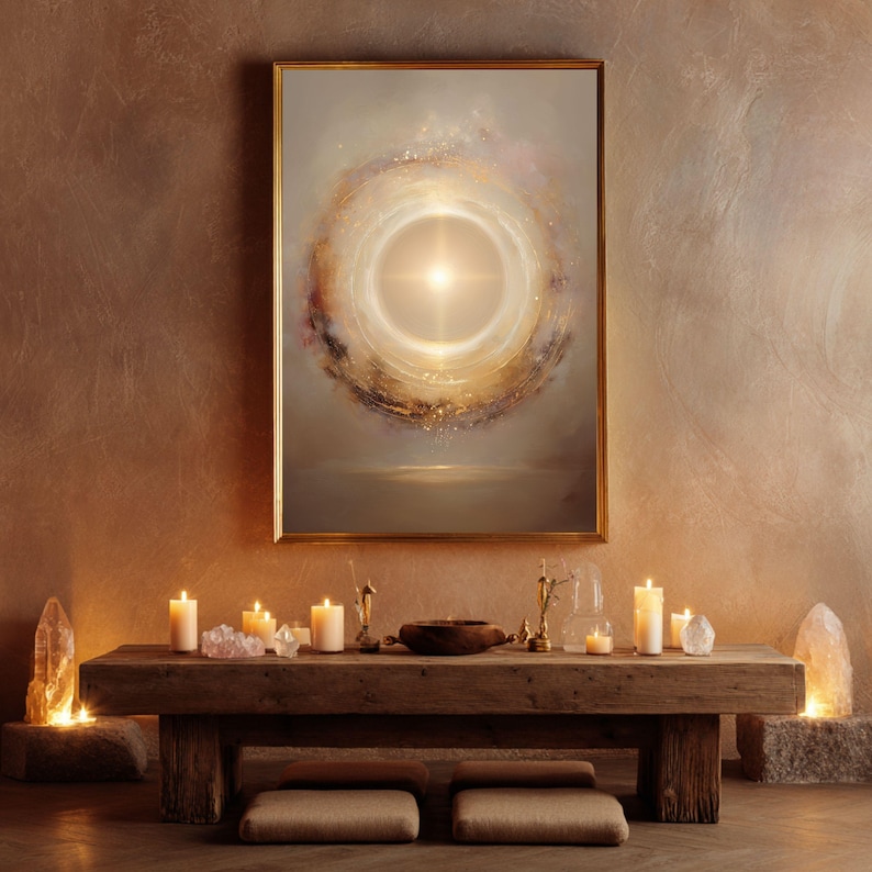 Energy Protection Wall Art, Golden Light Portal Print, Spiritual Shield Decor, Aura Protection Artwork, High Vibration Healing Energy Poster image 4
