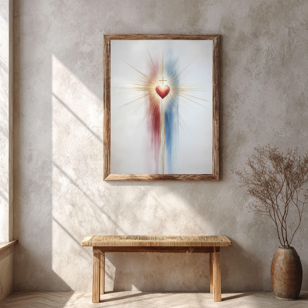 Jesus Rays Divine Mercy Wall Art, Traditional Sacred Heart Print, Catholic Jesus ...