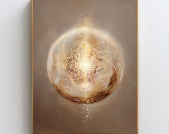 Arte mural de energía de la semilla de la vida, lámina de geometría sagrada, obra de arte de energía curativa, decoración de meditación espiritual, arte mural de manifestación.