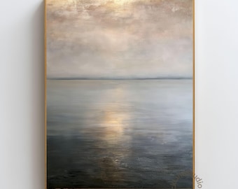 Be Still and Know Christian Wall Art, Psalm 46:10 Print, Calm Ocean Seascape, Divine Presence Poster, Minimal Coastal Religious Art