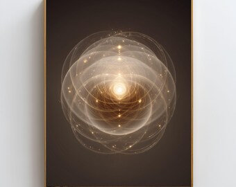 Väggkonst för emotionell stabilitet, tryck med lugn energi, dekor för stresslindring, abstrakt konst i neutral guldfärg, väggdekor för mindfulness, meditationskonstverk