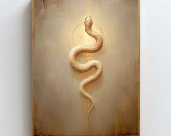 Arte mural de serpiente sagrada, póster de serpiente espiritual, arte de serpiente kundalini, estampado de serpiente de geometría sagrada, arte mural de energía espiritual