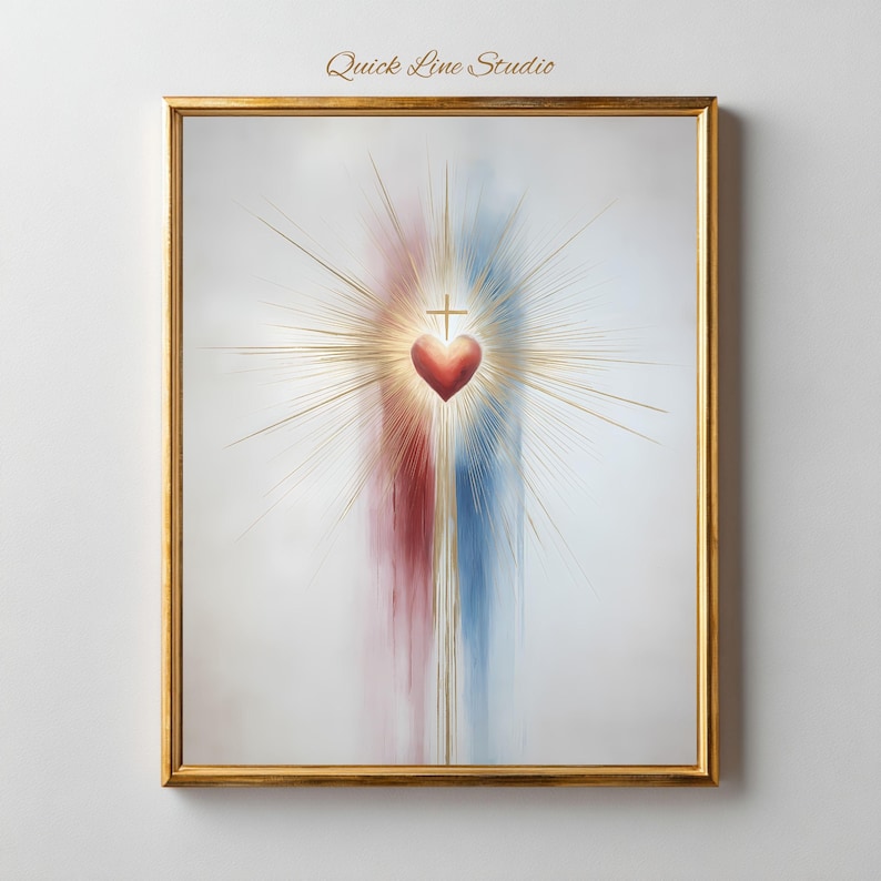 Jesus Rays Divine Mercy Wall Art, Traditional Sacred Heart Print, Catholic Jesus ...
