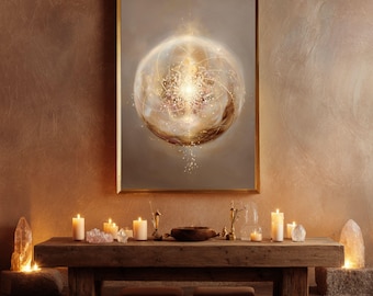 Seed of Life Energy Wall Art, Sacred Geometry Print,  Healing Energy Artwork, Spiritual Meditation Decor, Manifestation Wall Art