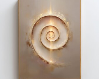 Arte mural en espiral sagrada, lámina de alineación energética, arte de frecuencias curativas, decoración de energía espiritual, arte mural minimalista neutro, arte Reiki moderno.