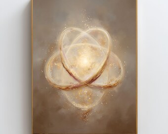 Arte mural de energía del estado de flujo, lámina con símbolo de alineación interior, decoración de equilibrio espiritual, obra de arte de energía tranquila, póster de flujo dorado